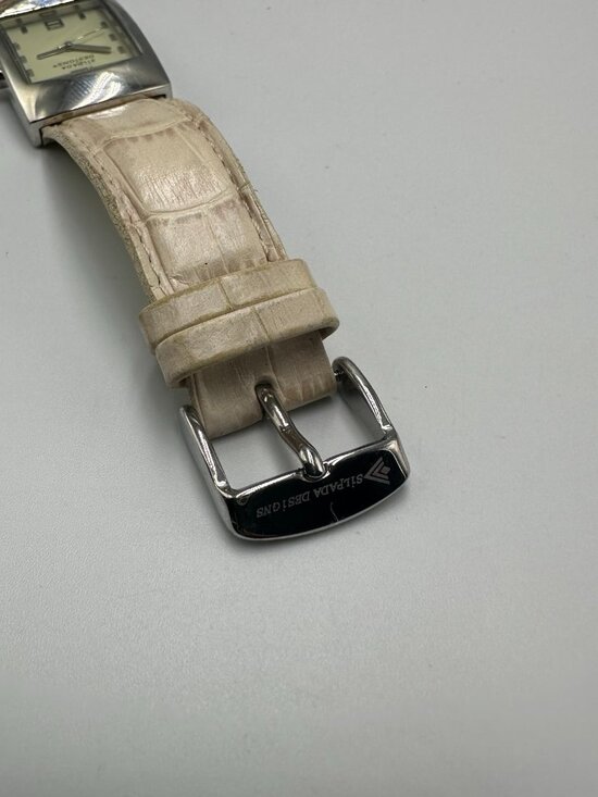Silpada Designs Watch Women Silver Tone Cream Leather Band New Battery